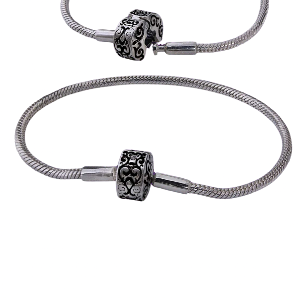 Срібний браслет "Снейк" Зн-280 родований