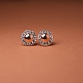 Сережки срібні з золотою накладкою та фіанітами 526 - фото 2