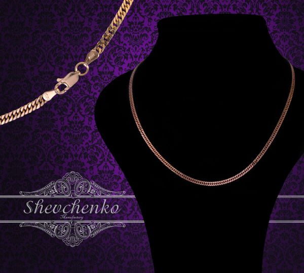 Срібний ланцюг "Панцир подвійний"  ПД-65 позолочений