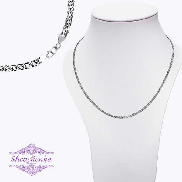 Срібний ланцюг чорнений "Ромб" Рч-50